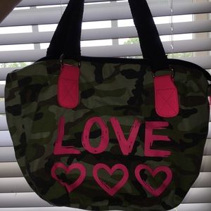 LOVE army print handbag